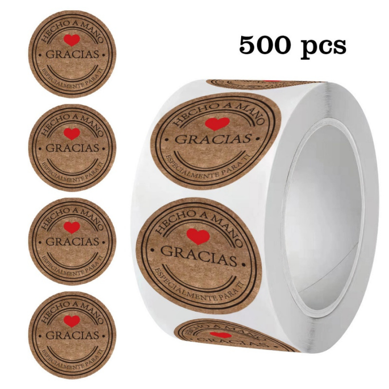 500 قطعة ملصقات شكر إسبانية لع - مراجعة Label Sticker Round وسعره